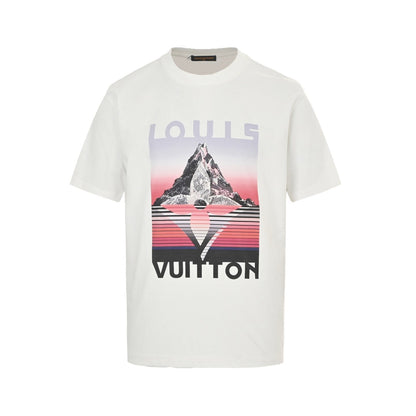 25ss snow mountain print short sleeved shirt
