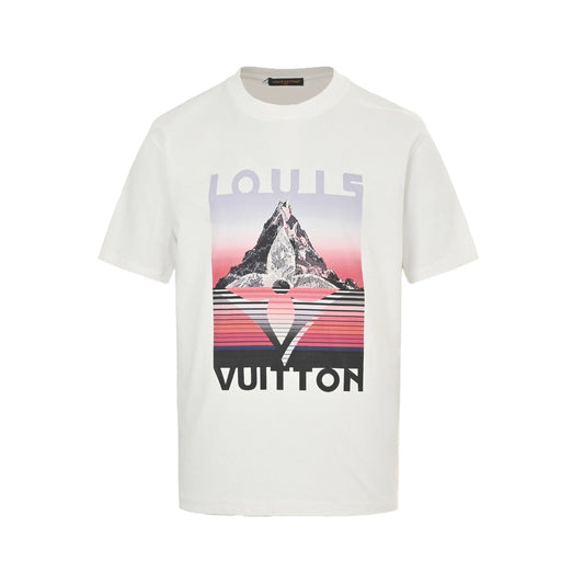 25ss snow mountain print short sleeved shirt