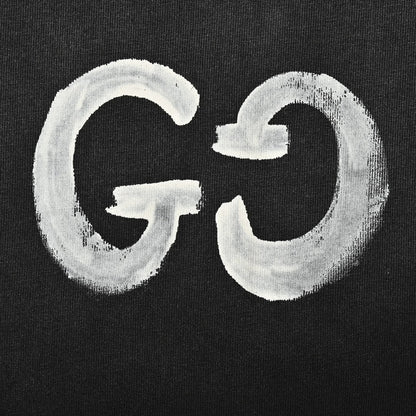 Hand-painted graffiti double G washed short sleeves