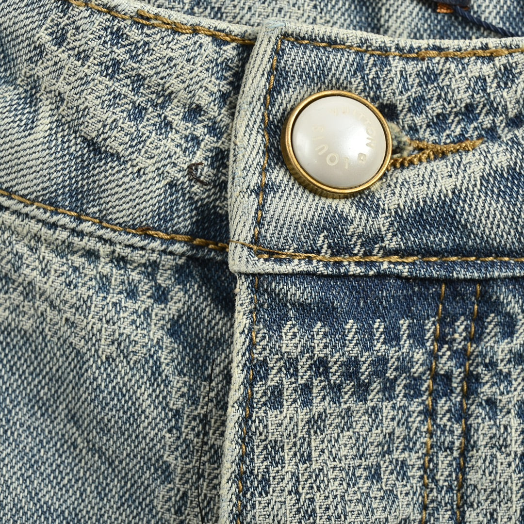25SS checkerboard denim shorts