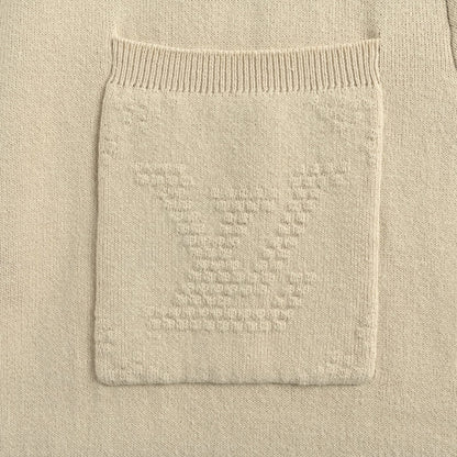 25ss pocket jacquard logo knitted short sleeved shirt