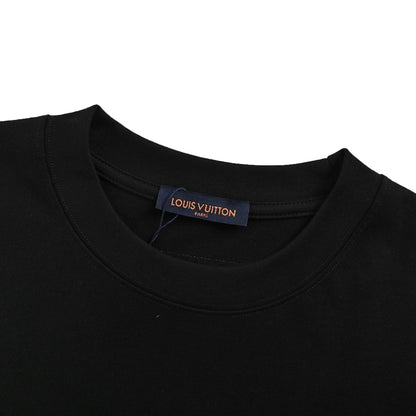 Four-leaf clover rhinestone logo flocked short-sleeve