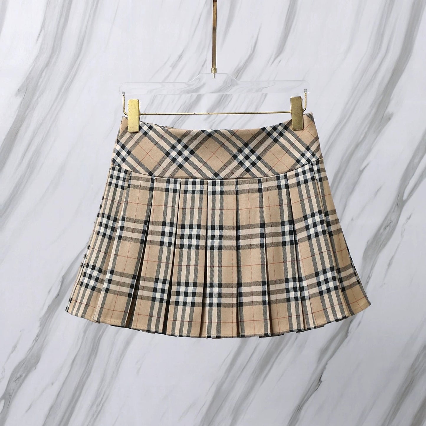 25ss Classic plaid short skirt summer pleated skirt