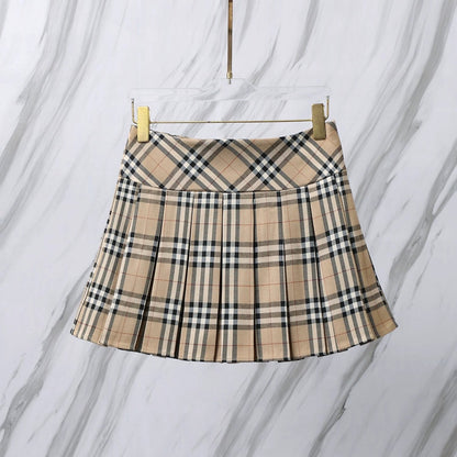 25ss Classic plaid short skirt summer pleated skirt