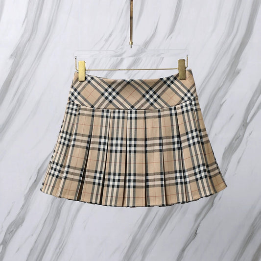 25ss Classic plaid short skirt summer pleated skirt
