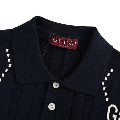 25ss Double G jacquard cable knit Polo short sleeve