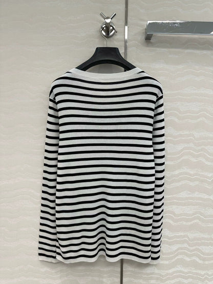 25 Navy striped happy star knitted long-sleeved top
