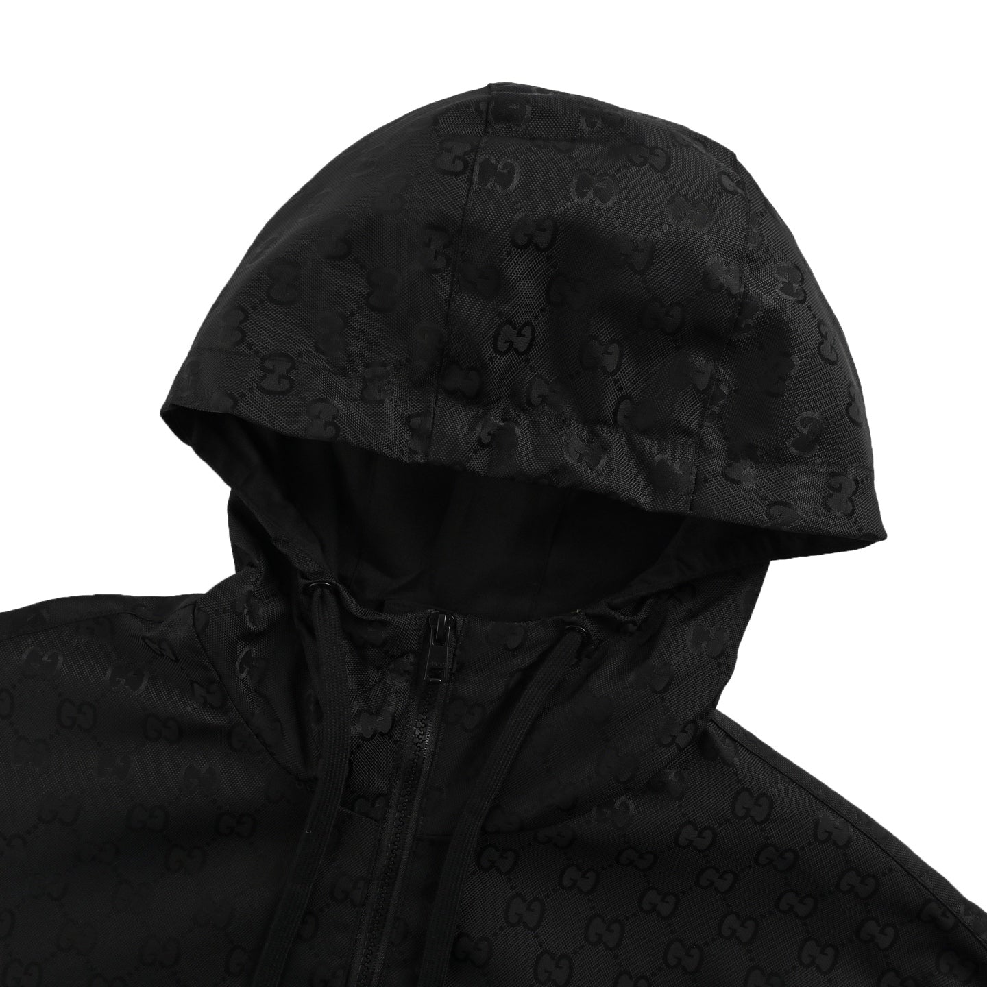 Stitched all-over printed presbyopic hooded windbreaker jacket