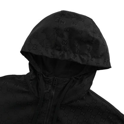 Stitched all-over printed presbyopic hooded windbreaker jacket