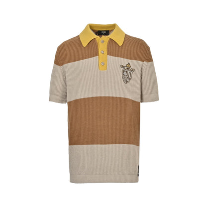 25ss Badge striped plain knit Polo short sleeved shirt