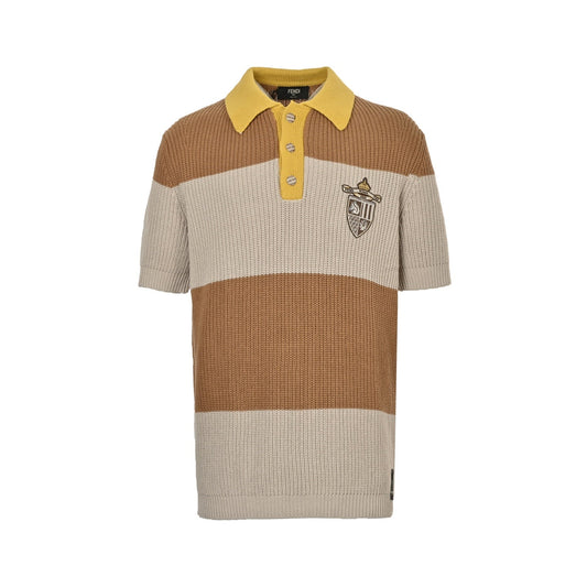 25ss Badge striped plain knit Polo short sleeved shirt