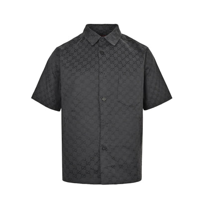 25ss full printed floral jacquard suit short sleeved shirt