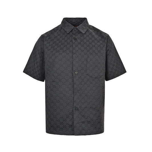 25ss full printed floral jacquard suit short sleeved shirt