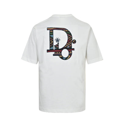 25ss Flower painted embroidered letter short sleeved shirt