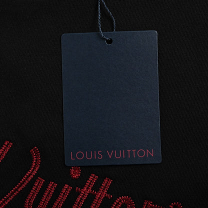 25ss cursive letter embroidery short sleeved shirt