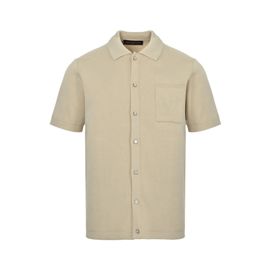 25ss pocket jacquard logo knitted short sleeved shirt
