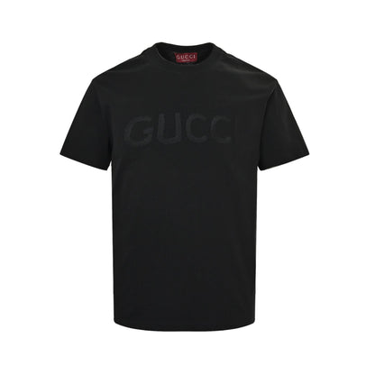 Dark pattern embroidered letter short sleeves