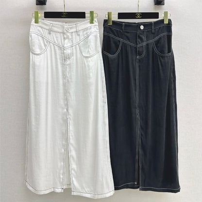 Trendy Slit Skirt with Effortless Drapery