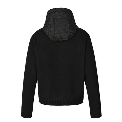 Quilted monogram knitted patchwork hooded padded jacket