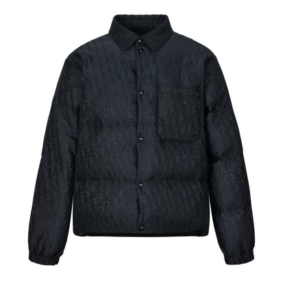 All over printed dark pattern jacquard lapel down jacket