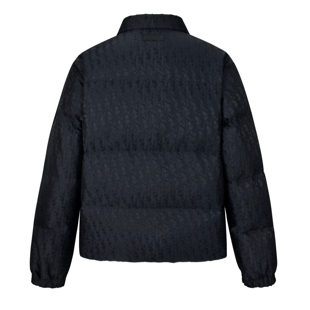 All over printed dark pattern jacquard lapel down jacket