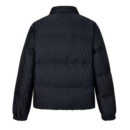 All over printed dark pattern jacquard lapel down jacket