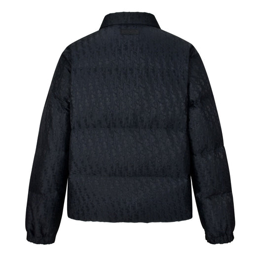 All over printed dark pattern jacquard lapel down jacket