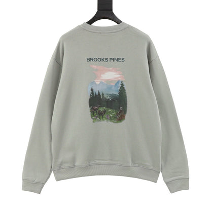 Gray oil painting round neck sweatshirt