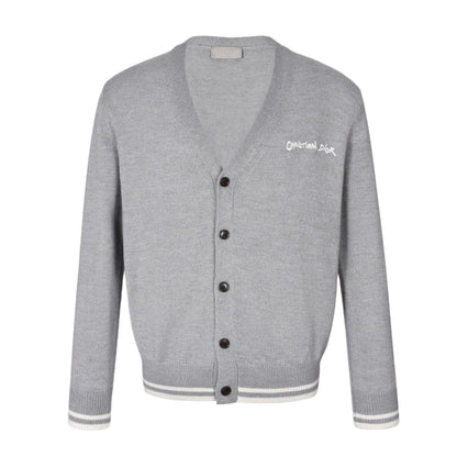 signature monogram embroidered cardigan sweater