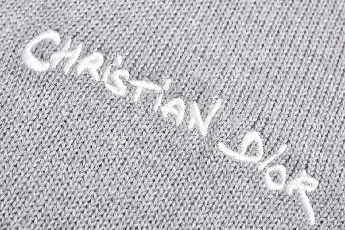 signature monogram embroidered cardigan sweater