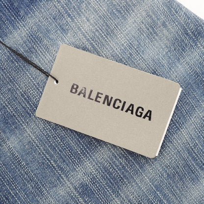 Grey denim with black floral pattern