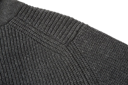 Leather label cashmere cardigan sweater