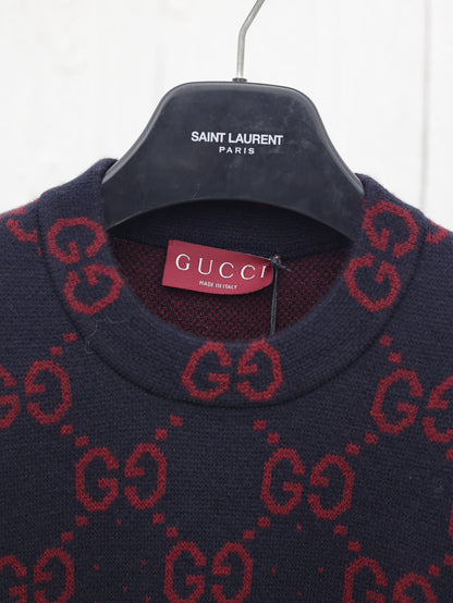 Gradient all-over logo cashmere couple's crew neck sweater