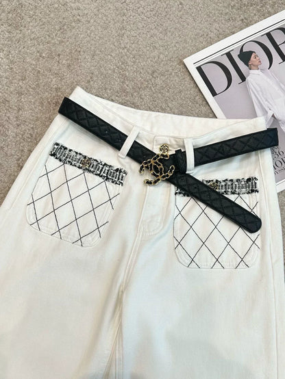 25fw Camellia diamond patterned jeans
