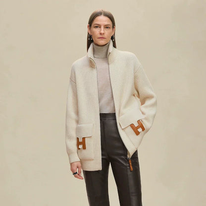 25fw new cashmere knitted zipper jacket