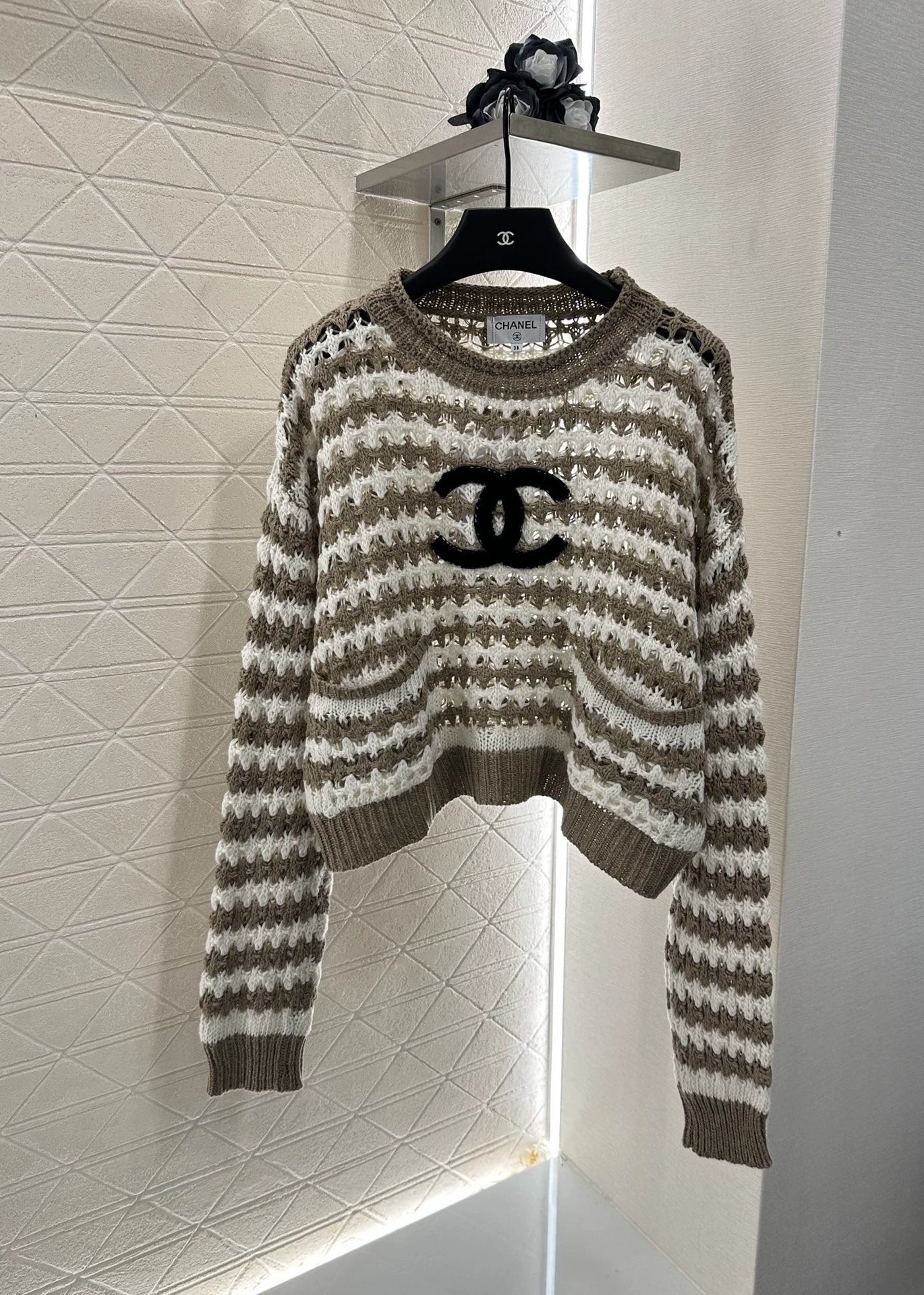25 Striped Letter Knit Sweater