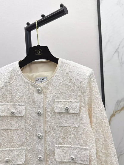 25fw Lace round neck jacket