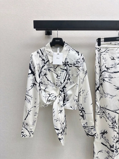 25fw Shirt+buckle decoration straight leg pants