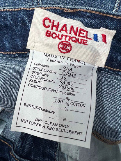 25fw Embossed and rhinestone denim pants