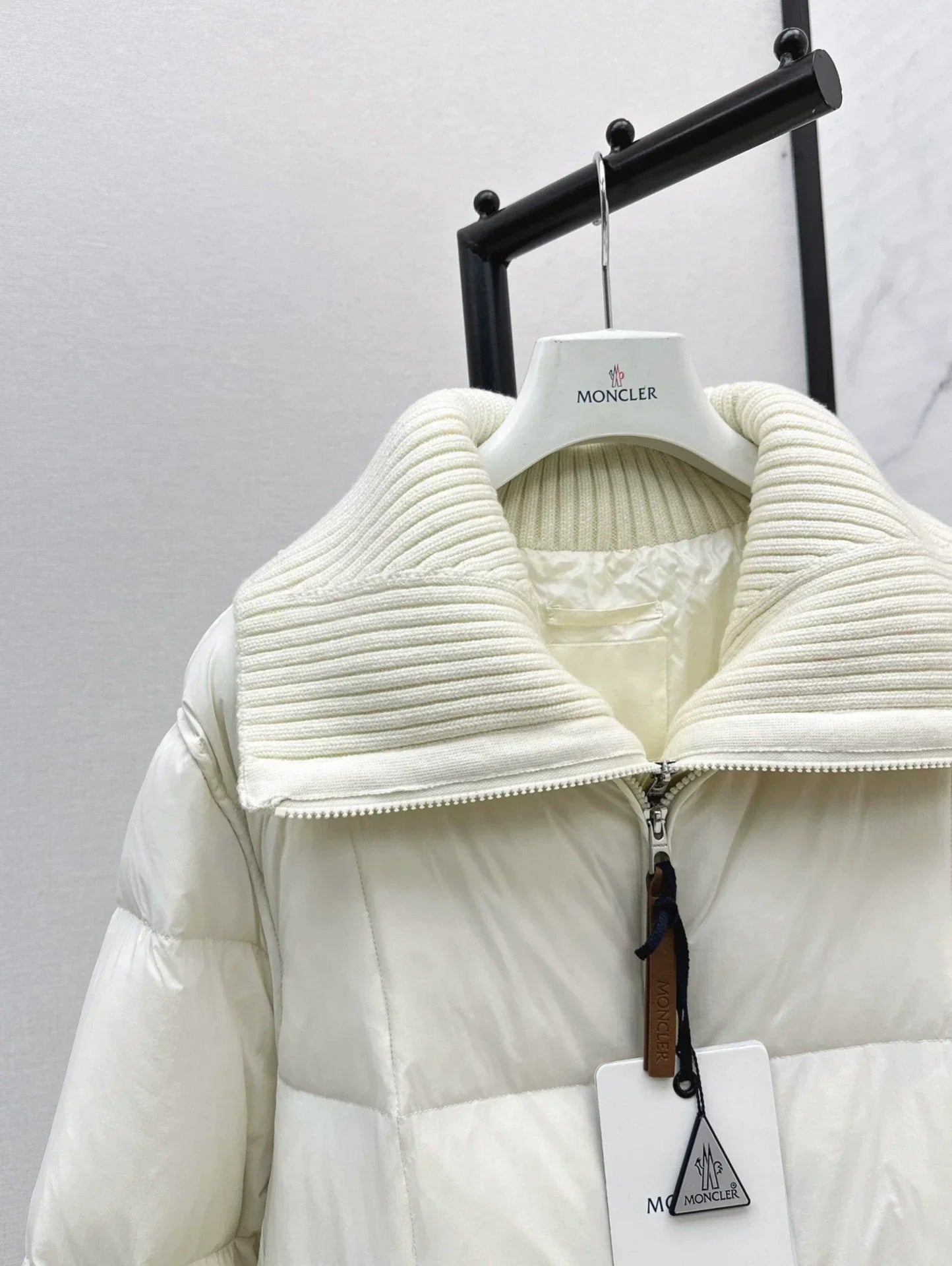 25 Knitted patchwork large collar jacket down jacket