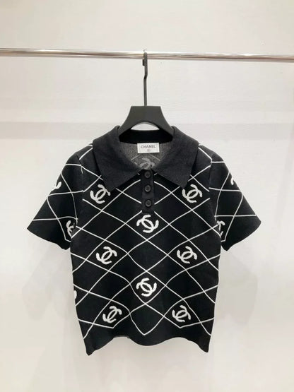 25fw Collar knit short sleeved shirt