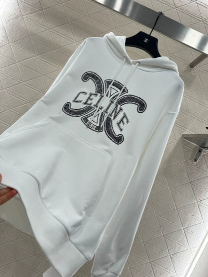 2025 Hooded distressed white letter hoodie