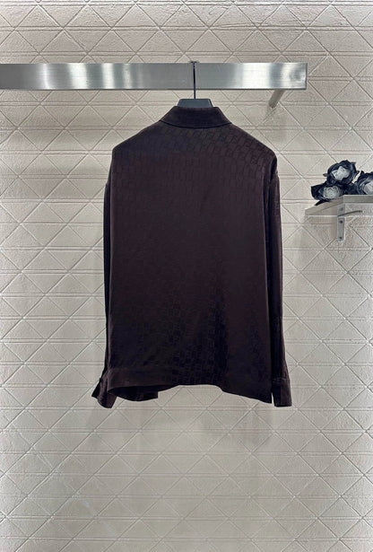 25 Jacquard Cross Collar Shirt Half Skirt Set