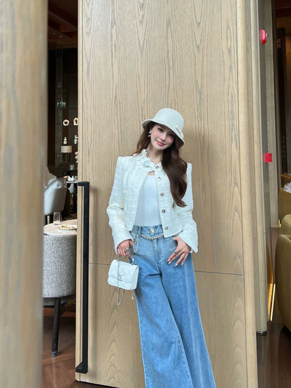 25fw 3D flower decoration short jacket