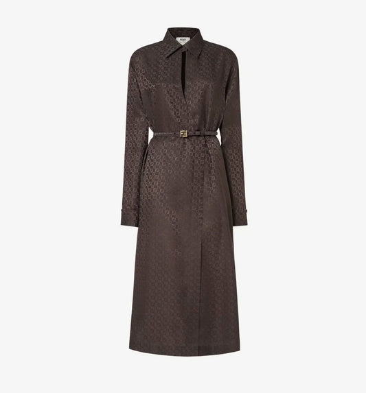 25 Jacquard cross collar waistband dress