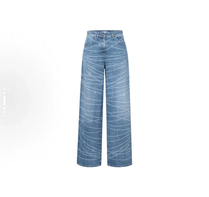 25fw Polka dot printed high waisted jeans