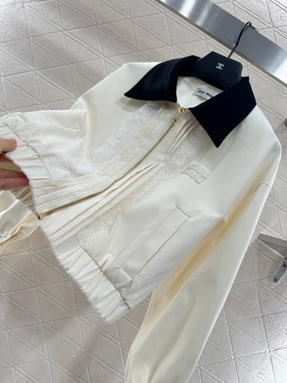 25fw Color blocked lace lapel jacket