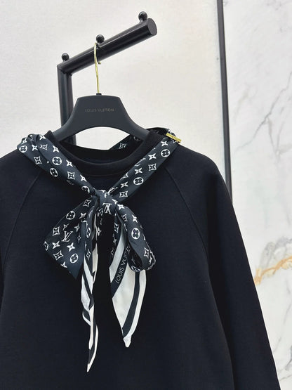 25fw Silk scarf pullover hoodie