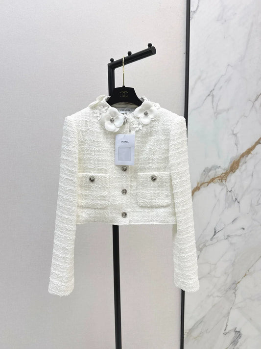 25fw 3D flower decoration short jacket