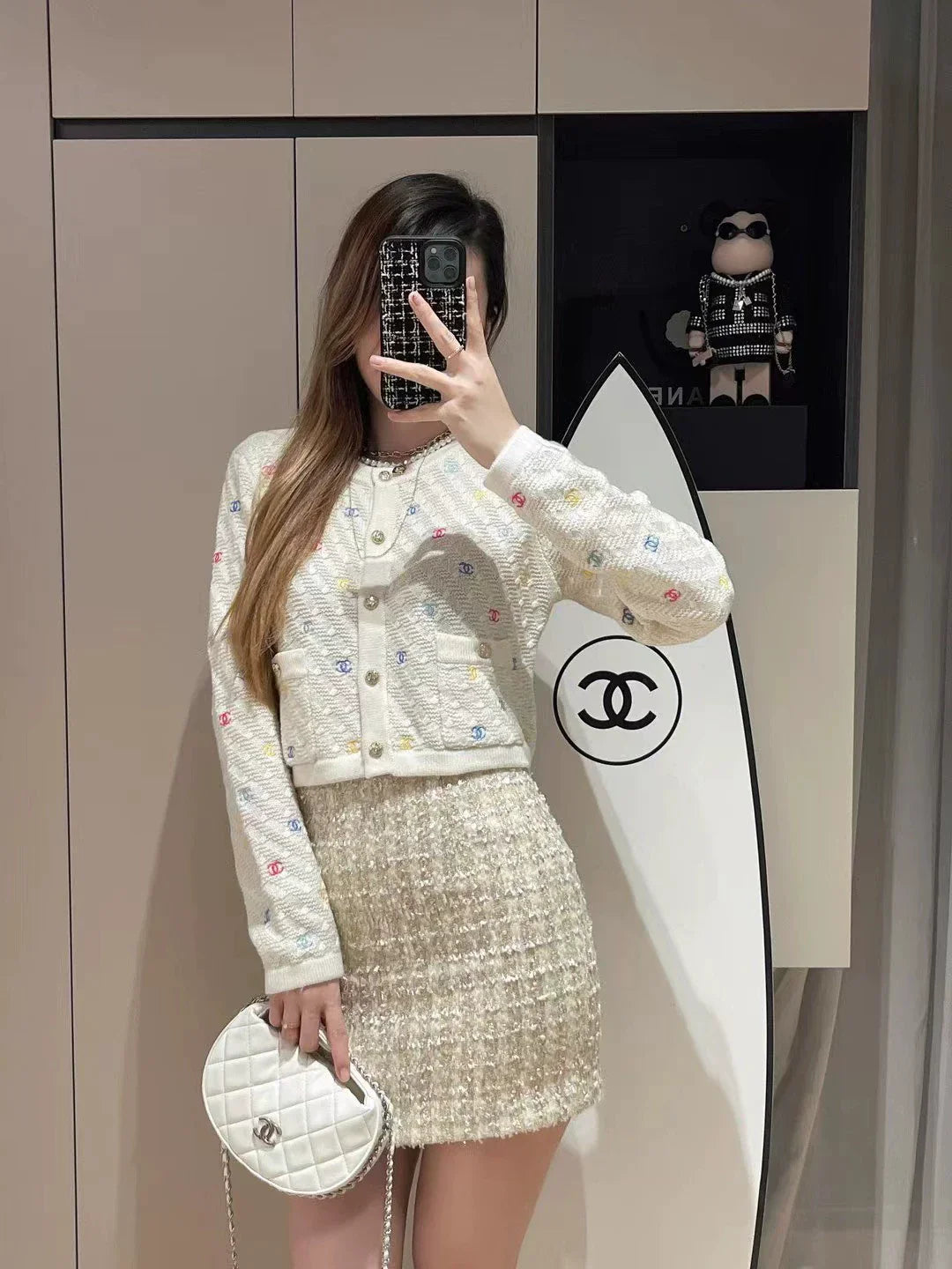 25fw new V-neck embroidered knitted cardigan